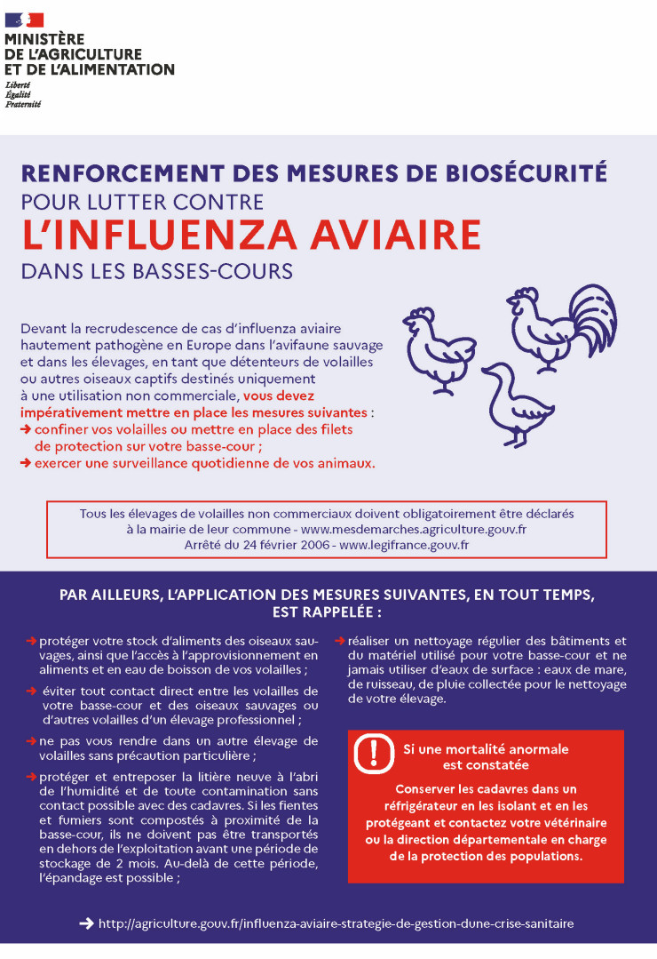 Mesures de biosécurité grippe aviaire